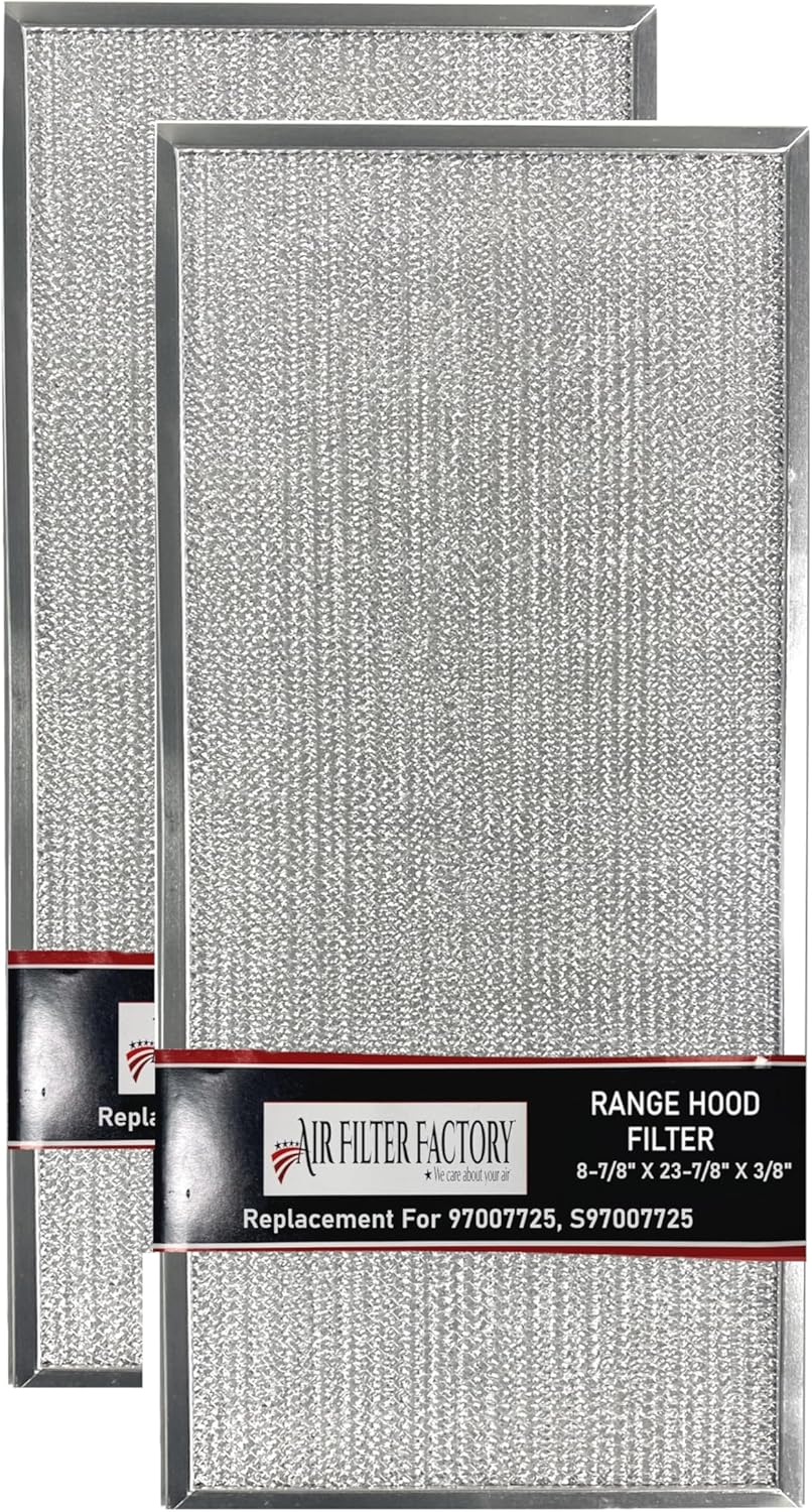 Air Filter Factory 97007725, S97007725 Range Hood Filter Replacement For Broan Nutone Sears Kenmore Aluminum Grease Mesh Vent Filter 8-7/8" X 23-7/8" X 3/8" 2-Pack