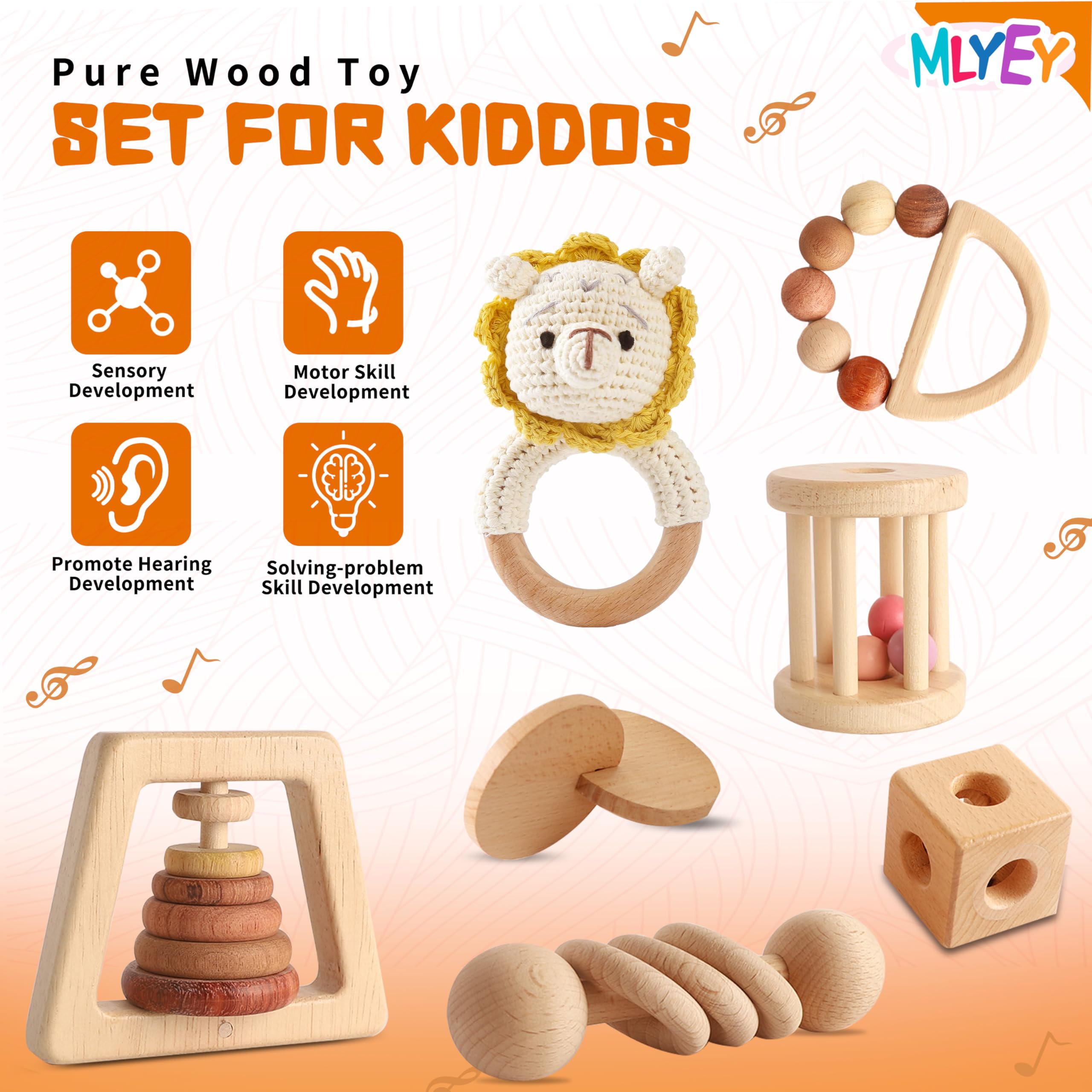 PlanToys Sonajero Rodari Arcoíris De Madera – Sonajero Bebé Con Sonido Suave Al Rodar Para Niños De 6+ Meses (Juguete Sostenible De Caucho)