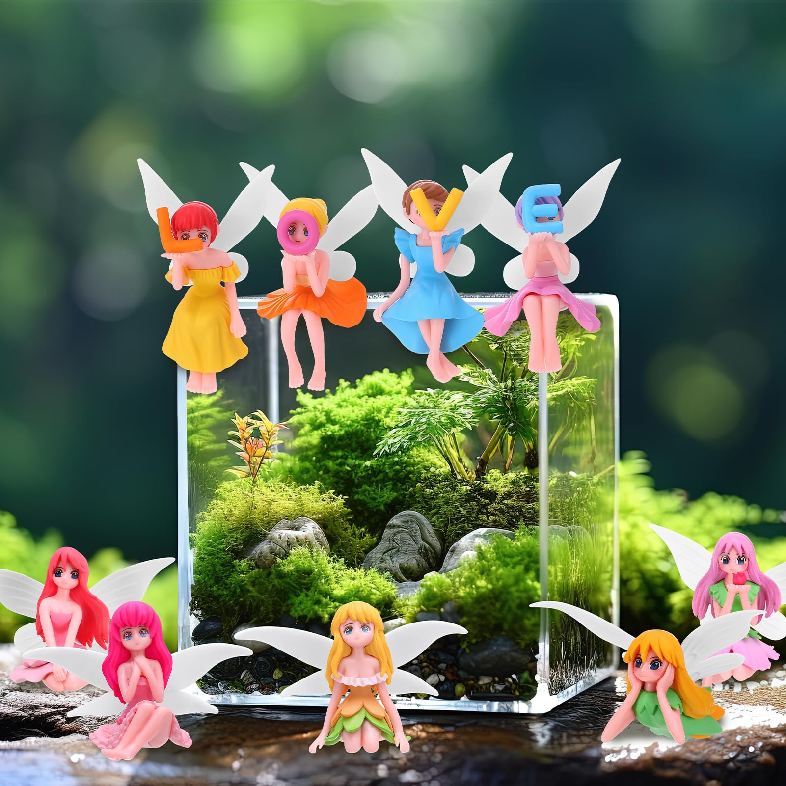 Lot de 12 statues de fées miniatures - Figurines de fées pour jardin féerique - Accessoires de jardin - Figurines d'elfes miniatures - Ornements de fées pour l'intérieur, le jardin, le pot de