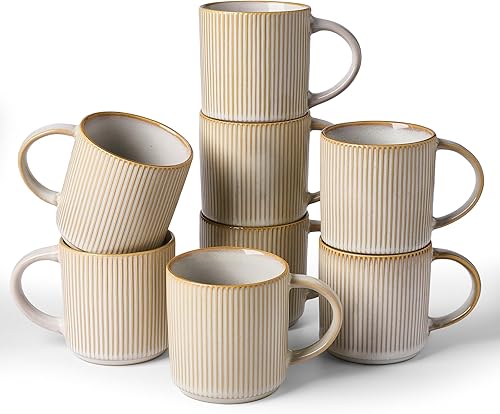 Miniatura 42 de famiware Star - Juego de tazas de café para 4 unidades, 12 onzas, con asa, para café, té, cacao, leche, cerámica, color blanco Blanco