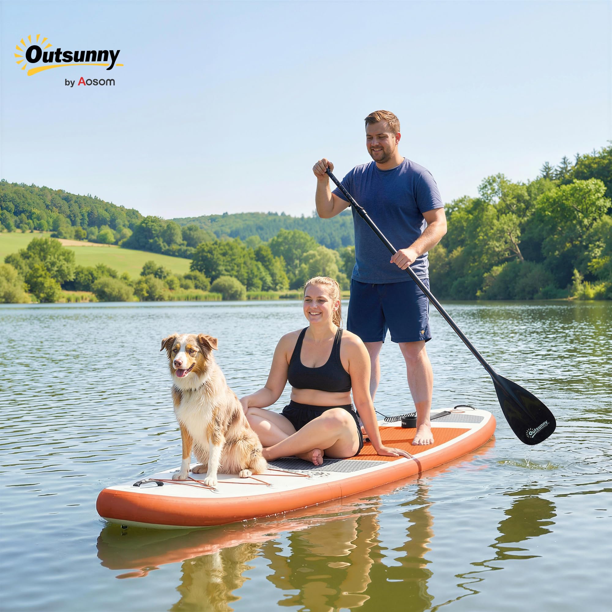 Outsunny Tavola Sup Gonfiabile Adulti, Stand Up Paddle Board con Ponte Antiscivolo in EVA, Pagaia in Alluminio Regolabile, Zaino, Pompa, Pinna Rimovibile, Carico 160 kg, 320x82x15cm, Tutti i Livelli