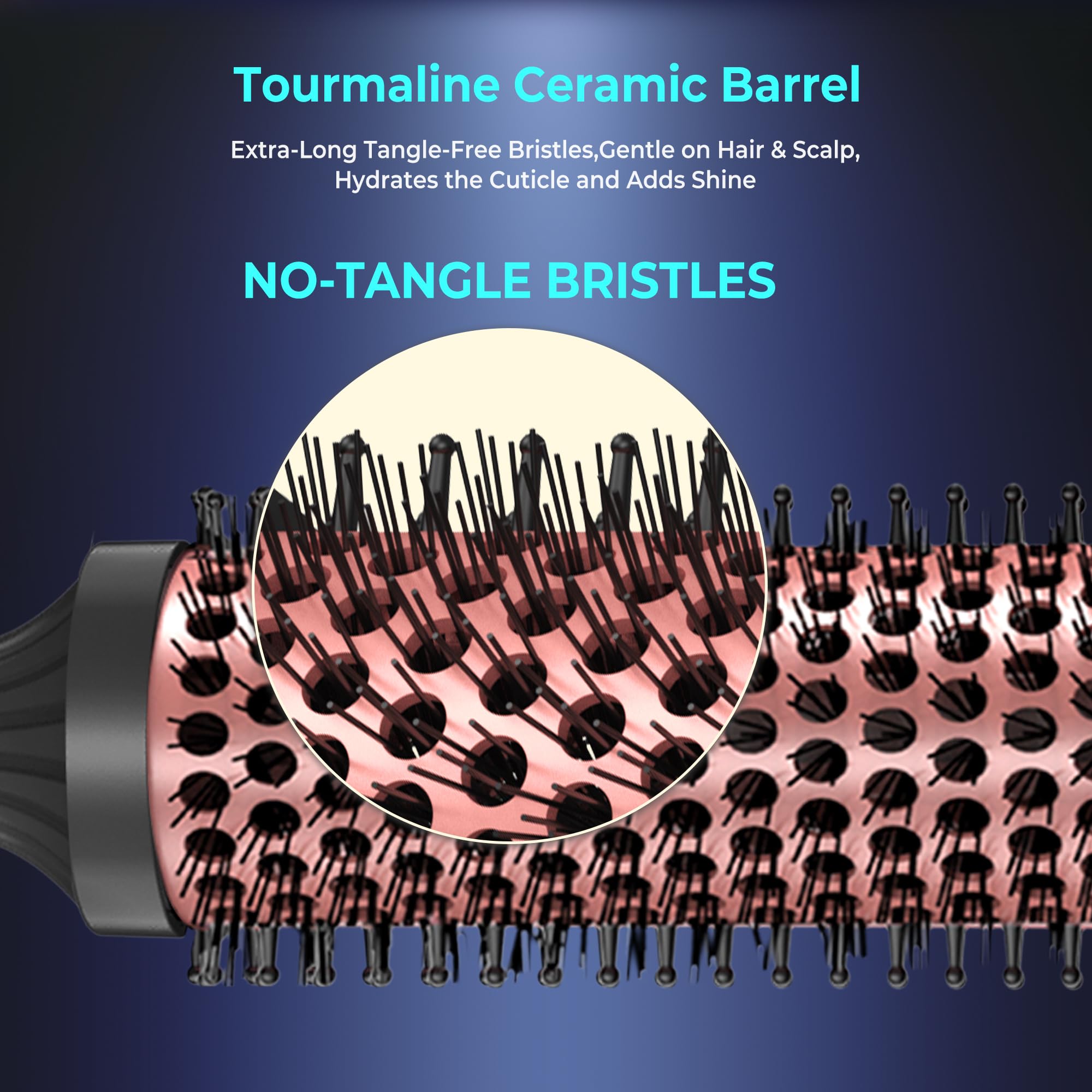 2 in 1 Thermal Round Brush Set 1.25 inch 1.5 Inch, Double PTC Heated Heat Round Brush Tourmaline Ionic Curling Brush, 11 Temps 250Â°F-450Â°F Heated Curling Brush Dual Voltage for All Hair Styler Travel