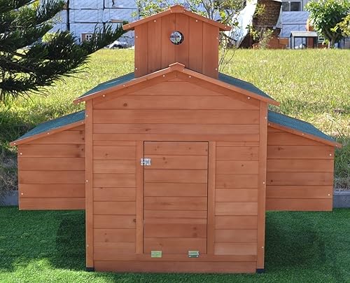 Miniatura 6 de Deluxe Gallinero de madera grande para gallinas, 6-10 pollos con 6 cajas de anidado