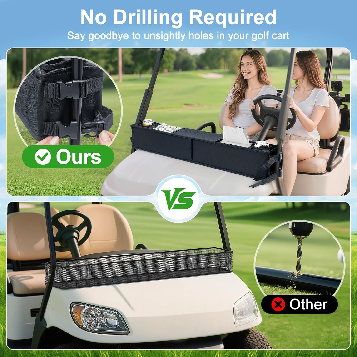 Golf Cart Storage Tray,Golf Cart Storage Basket,Golf Cart Overhead Organizer Bag Golf Cart Ceiling Storage Bag Universal Fit for Club Car Precedent,Tempo, Onward