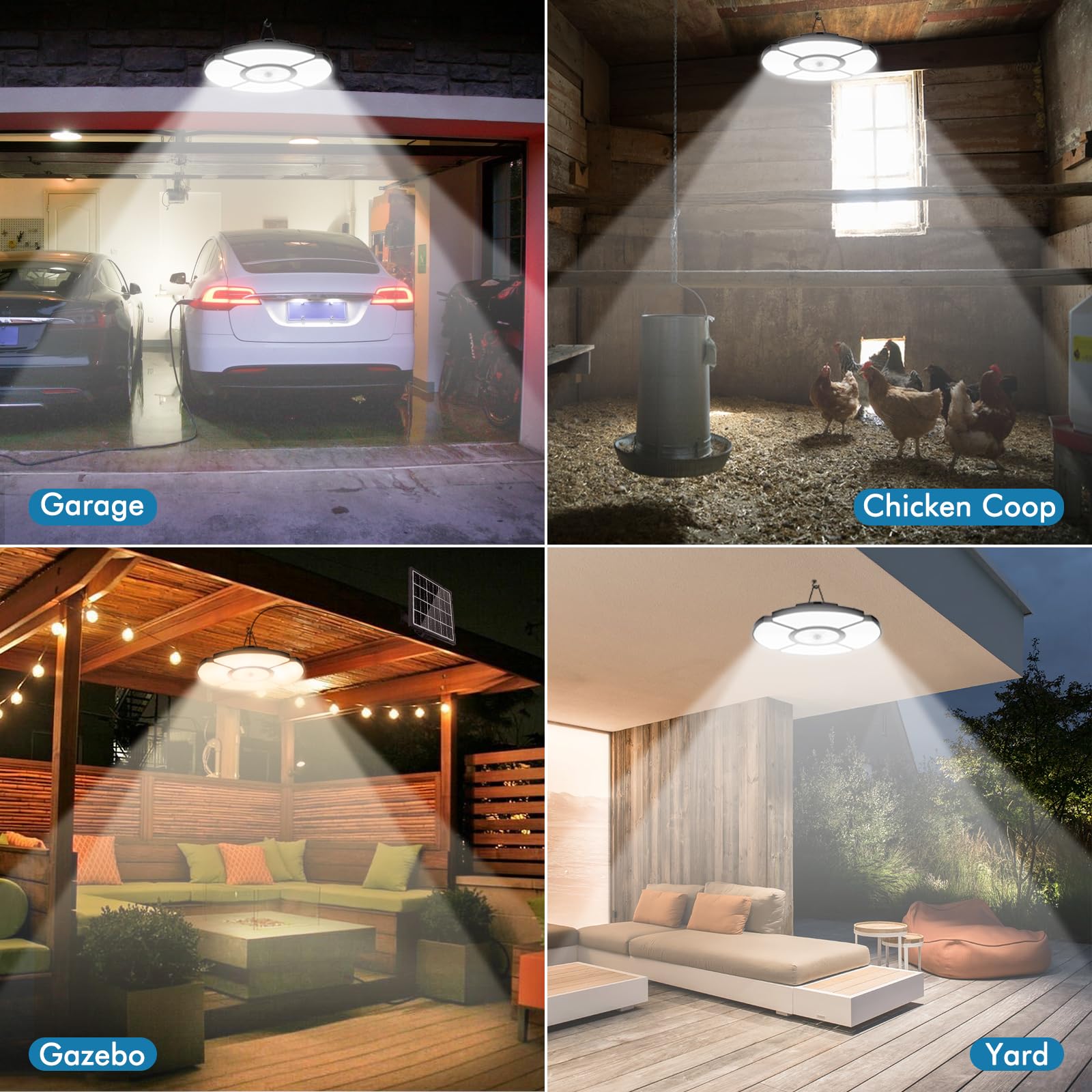 MEIHUA Lampada a Sospensione Solare 2500K 4000K 6500K 5 Modalità 5000MAH Faretto Solare con Sensore di Movimento con Telecomando Luci Solari per Padiglione Terrazzato Garage