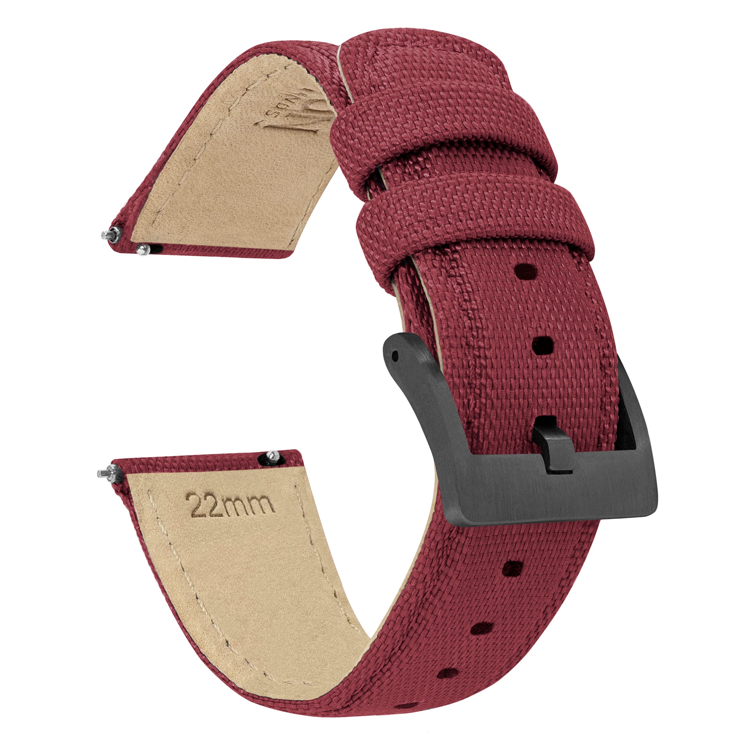 19mm Raspberry Red BARTON Sailcloth Quick Release Premium Nylon Weave (Gunmetal Grey Buckle)