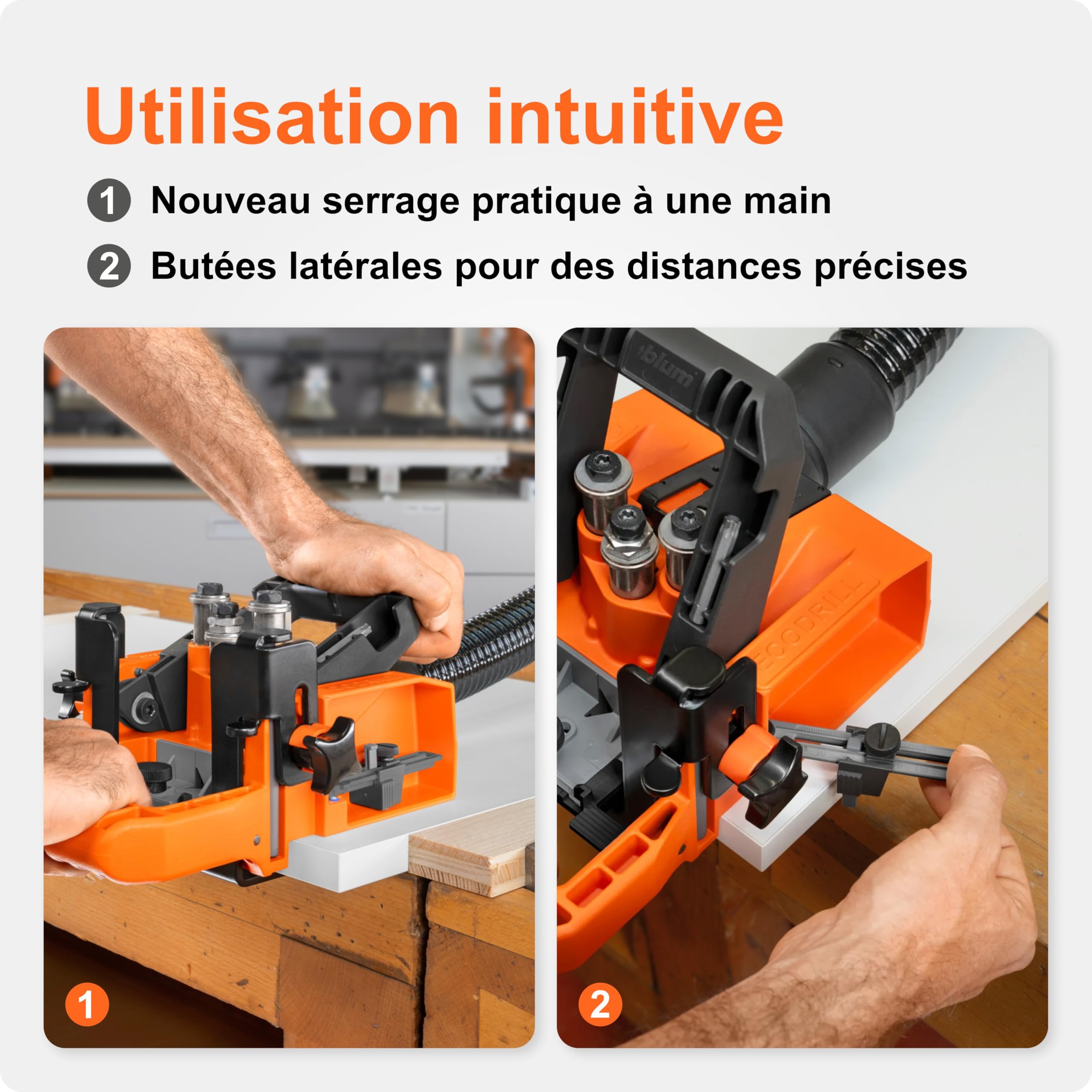 Blum ECODRILL - Traitez les charnières en un tour de main