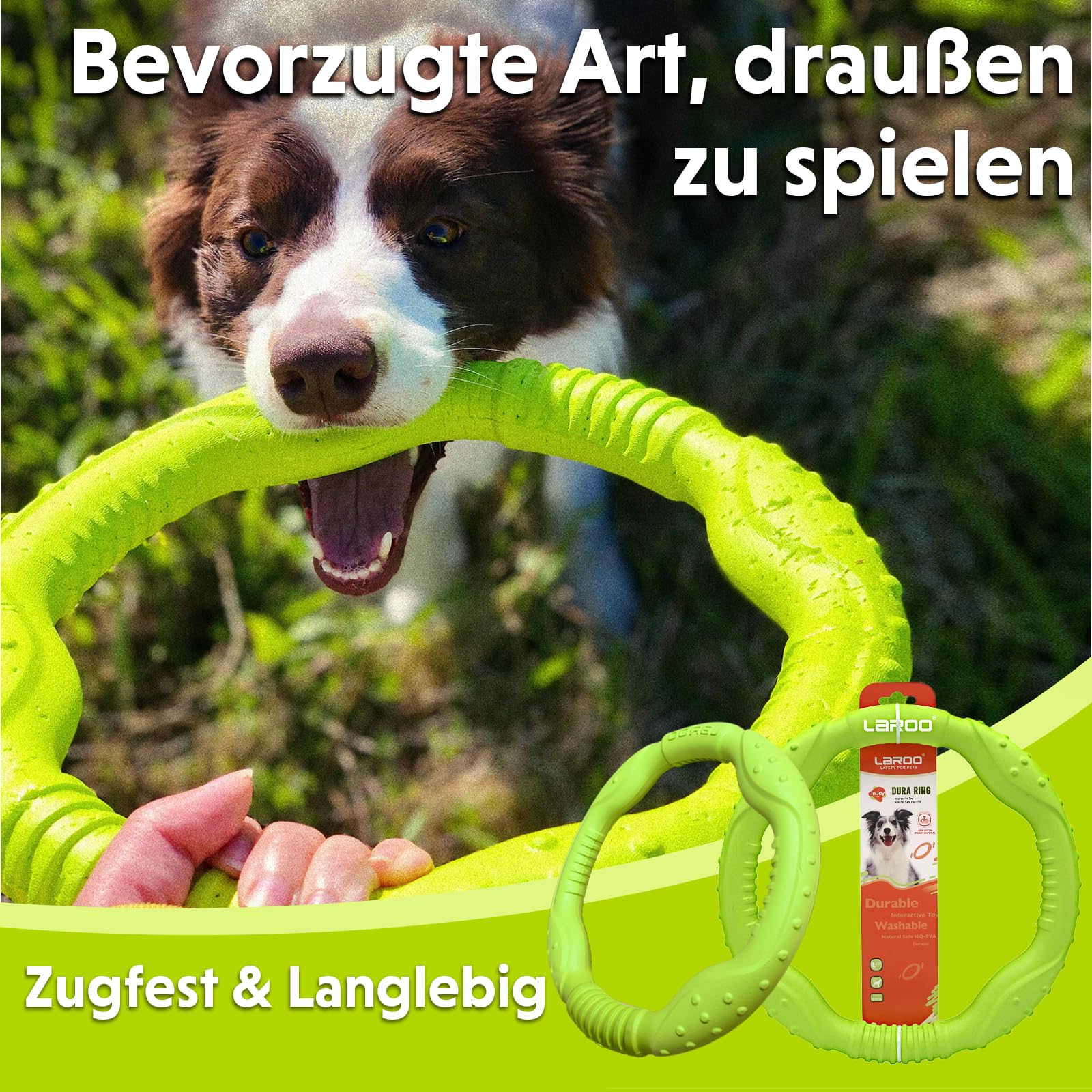 LaRoo Jouet pour Chien Dog Disc, Disque de Lancer Durable pour Chiens forts pour Petits, Moyens et Grands Chiens, Sport, Exercice, Activité et Jeux de Plein air (Vert, Grand-30CM)