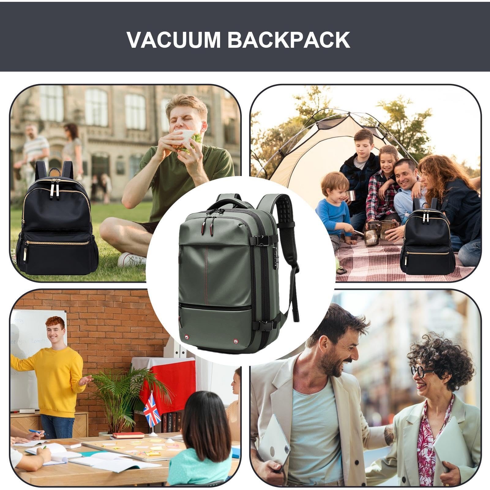 Sac À Dos De Compression Sous Vide, Sac À Dos De Voyage Sous Vide | Antivol Avec Verrouillage Par Mot De Passe, 60 L Extensible - Tissu Oxford, Emballage Sous Vide De Séparation Sèche