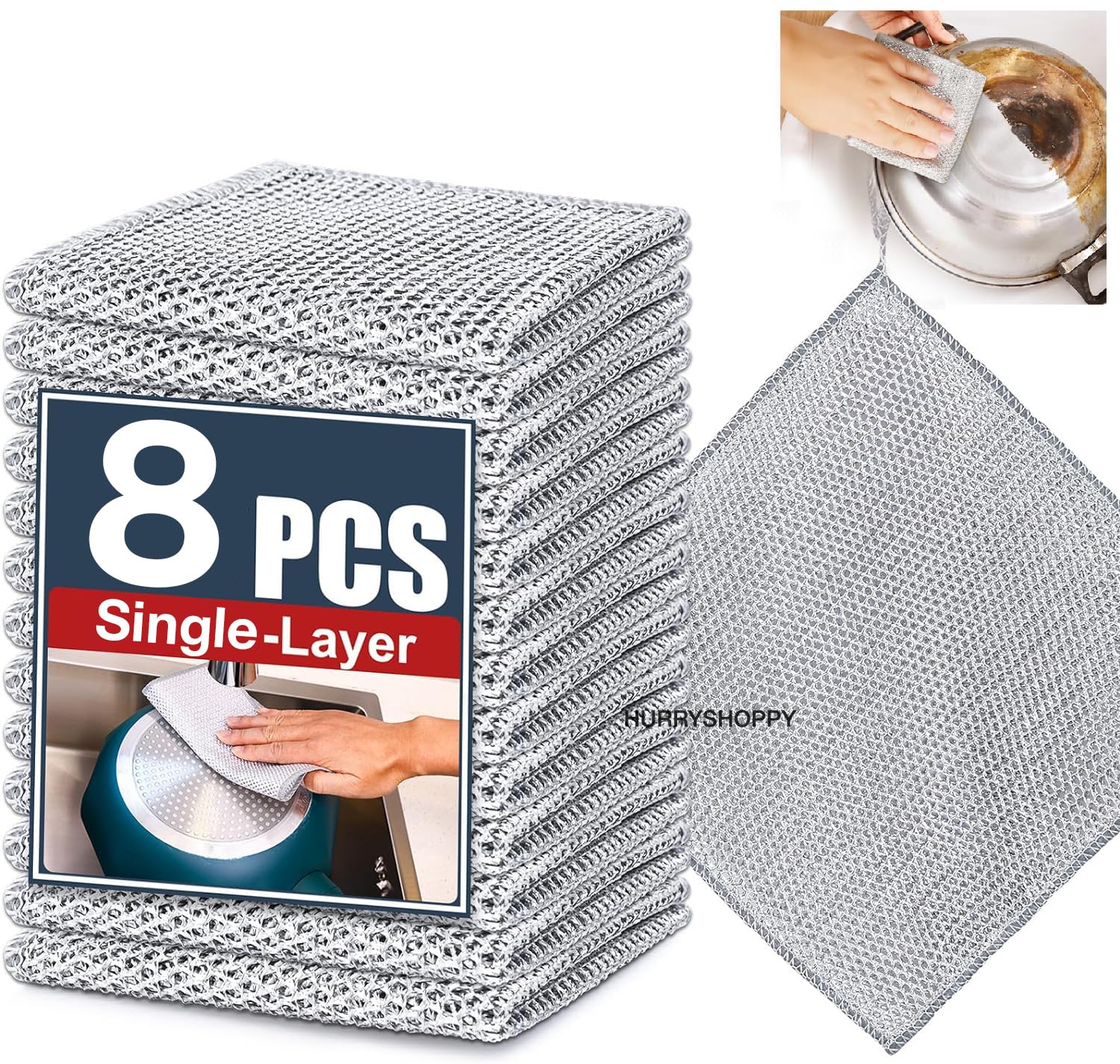 HURRYSHOPPY Dish Washing Cloth for Kitchen Dish Scrubber for Utensils Wire Cloth for Dish Washing Wet and Dry Cleaning Dishwashing Rags Multipurpose for Kitchen, Sinks, Pots, Pans (2, Double Layer) (B0D35X4N9J) Amazon Price History, Amazon Price Tracker