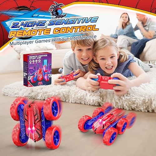 Miniatura 6 de Coche de control remoto, autos RC para niños de 3, 4, 5, 6, 7, 8, 9, 10, 11, 12 años, doble cara, 360, tirón 4WD, recargable, Drift RC Race Car