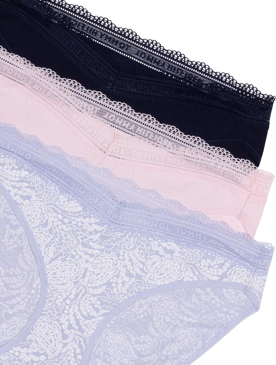 Tommy Hilfiger womens 3pk Cotton Logo Lace Trim V Bikini - Image 6