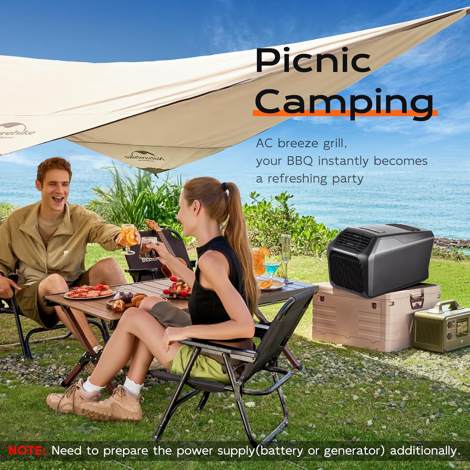 BAYKUL Portable Tent Air Conditioners,6800 BTU Heating, 7500 BTU Cooling, Heating 6-in-1 Portable Air Conditioner, Compact Design, Outdoor or Indoor Use, Picnics, Truck, RV, Van Parking Cooling