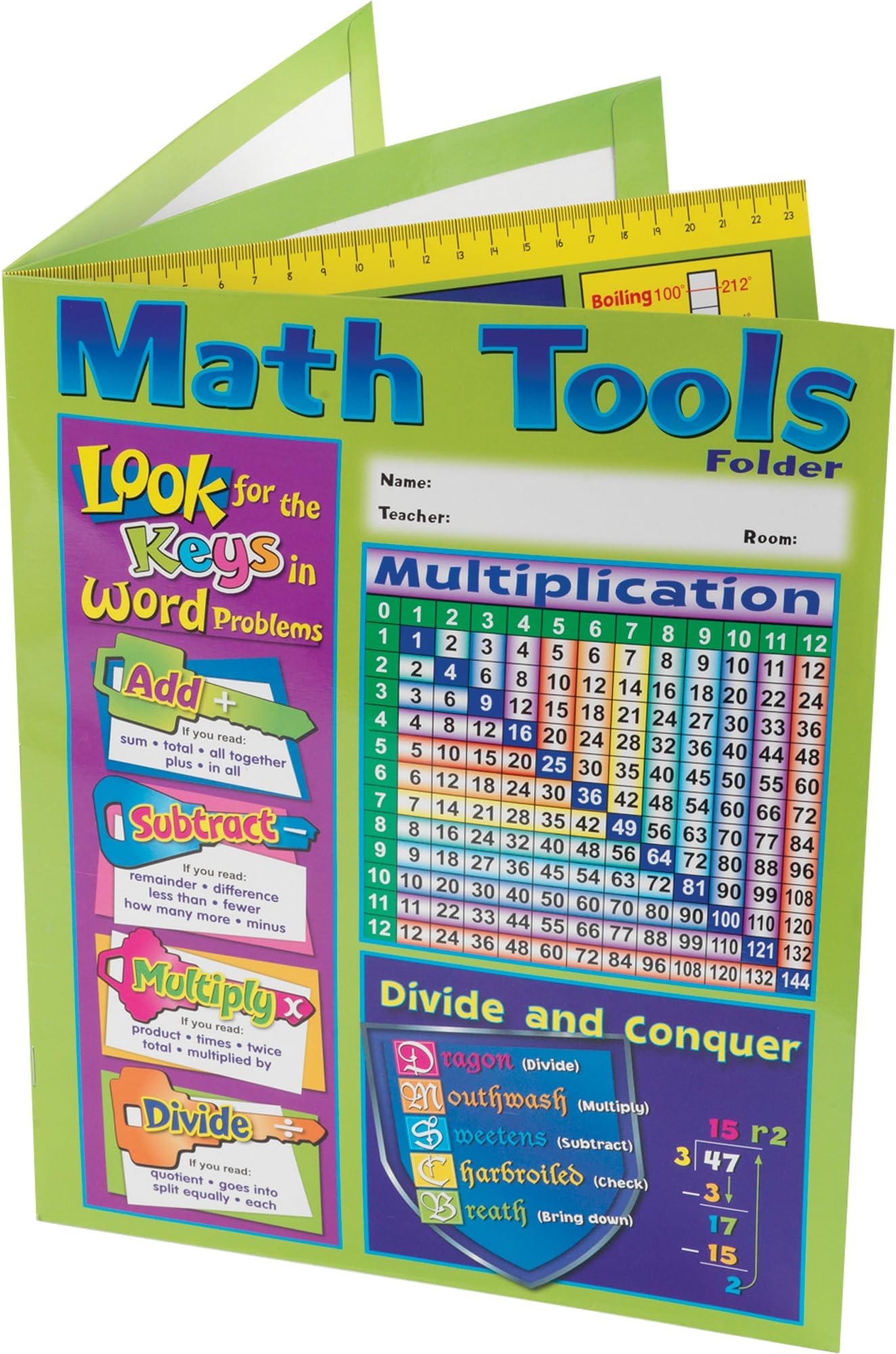 Really Good Stuff Intermediate Math Resource 4-Pocket Folders - Set of 12