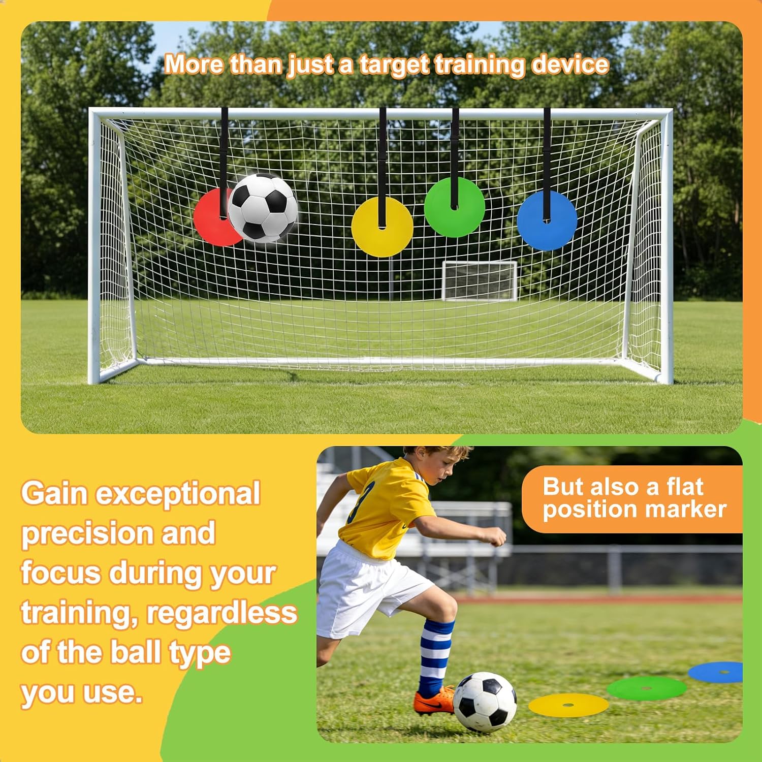 6 Pcs Football Target Net Set Soccer Goal Targets with Adjustable Straps, Corner Soccer Train Goal for Shooting Accuracy Training Top Bins Soccer Target Goal for Lacrosse, Hockey, Football