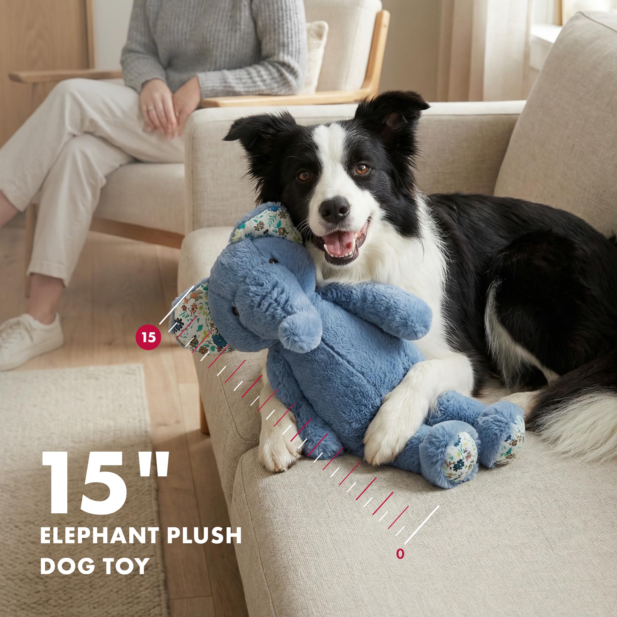 Pet Lou Petlou - Juguetes de peluche para perro, juguete para perros arrugados, juguetes interactivos para masticar perros pequeños, grandes, juguetes para perros pequeños, 15 promociones, color azul