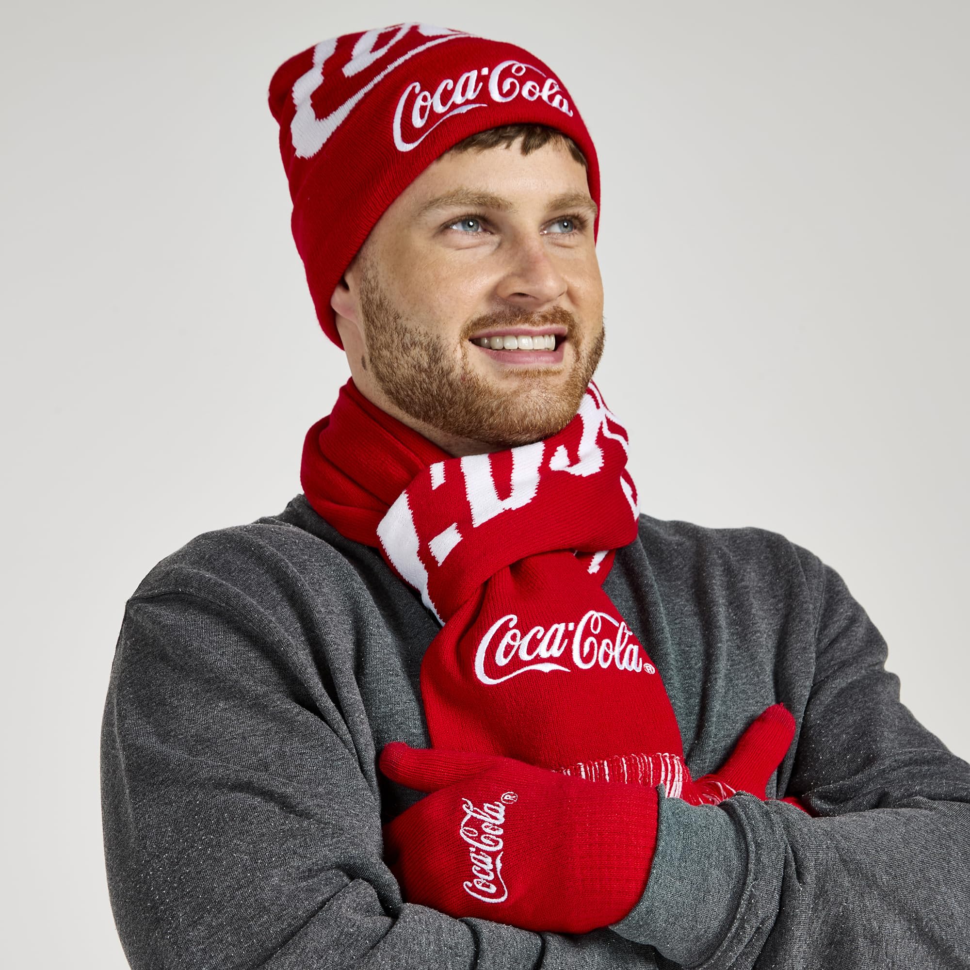 The Gift Scholars Guanti invernali con licenza ufficiale Red Coca-Cola, unisex, per touchscreen, caldi guanti per sport all'aria aperta
