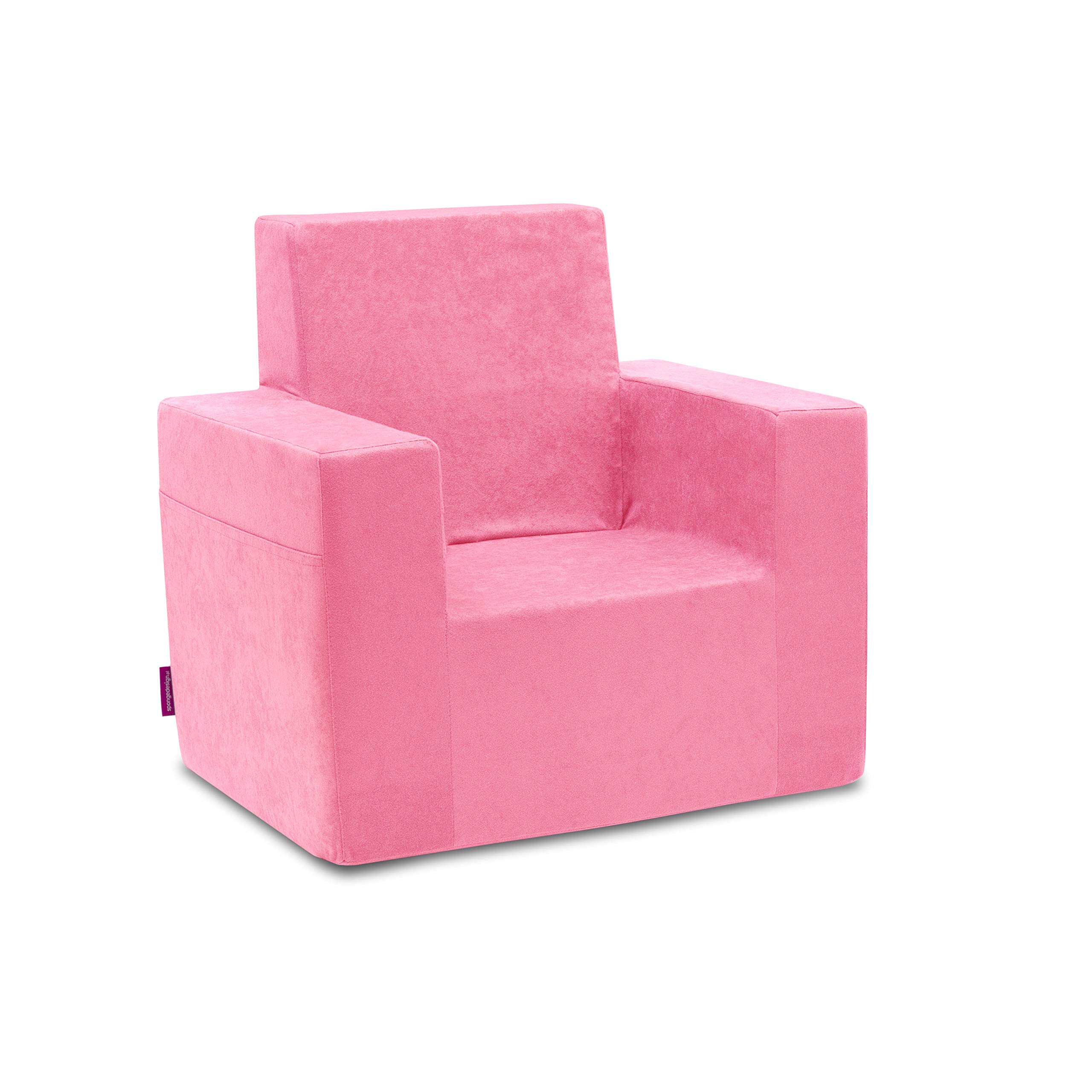 Badum - Poltrona per Bambini da 2 Anni - Poltrona per Bambini - Stabile, Comoda, in Schiuma, con Maniglia - Rivestimento Sfoderabile - Regalo di Compleanno per Bambina, Bambino - Rosa Chiaro