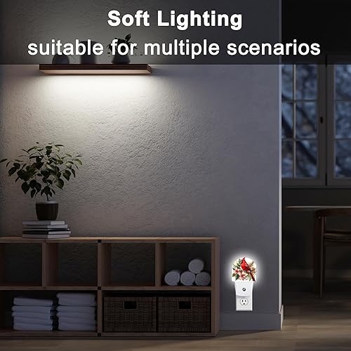 Miniatura 4 de Luz nocturna, luces nocturnas de pájaros cardenales rojos, enchufables a la pared para dormitorio, baño, cocina, pasillo, escaleras, pasillo,