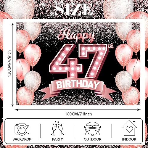 Vista 36 de Happy 21st Birthday Rose Gold Banner Backdrop Cheers to 21 Years Old Confetti Balloons Theme Decor Decorations for Women 21 Years Old Pink Birthday