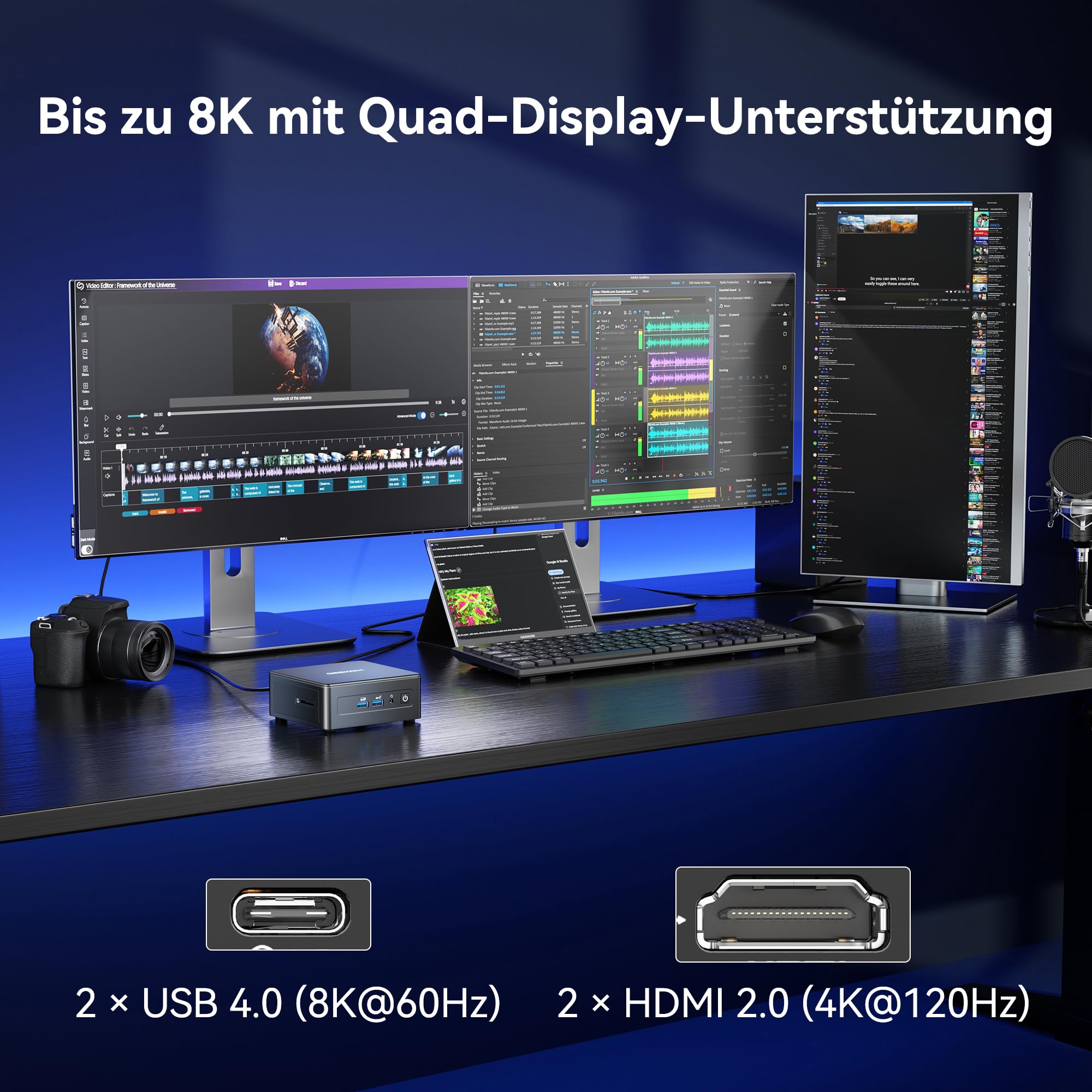 GEEKOM IT15 mit Intel Core Ultra 9 285H (15. Gen.), 32GB DDR5 RAM & 2TB SSD (max.128GB + 8TB), 99 Tops KI-Leistung | 8K 120Hz | WiFi 7– Vorkonfiguriert mit Windows 11, für Videobearbeitung/Gaming