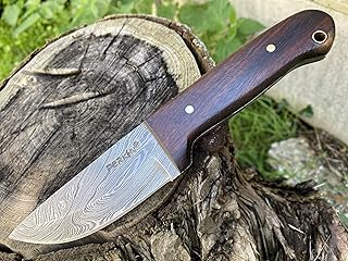 Sale - Custom Handmade Damascus Hunting Knife Beautiful Bushcraft Knife with Sheath and Knife Sharpener - Perkin