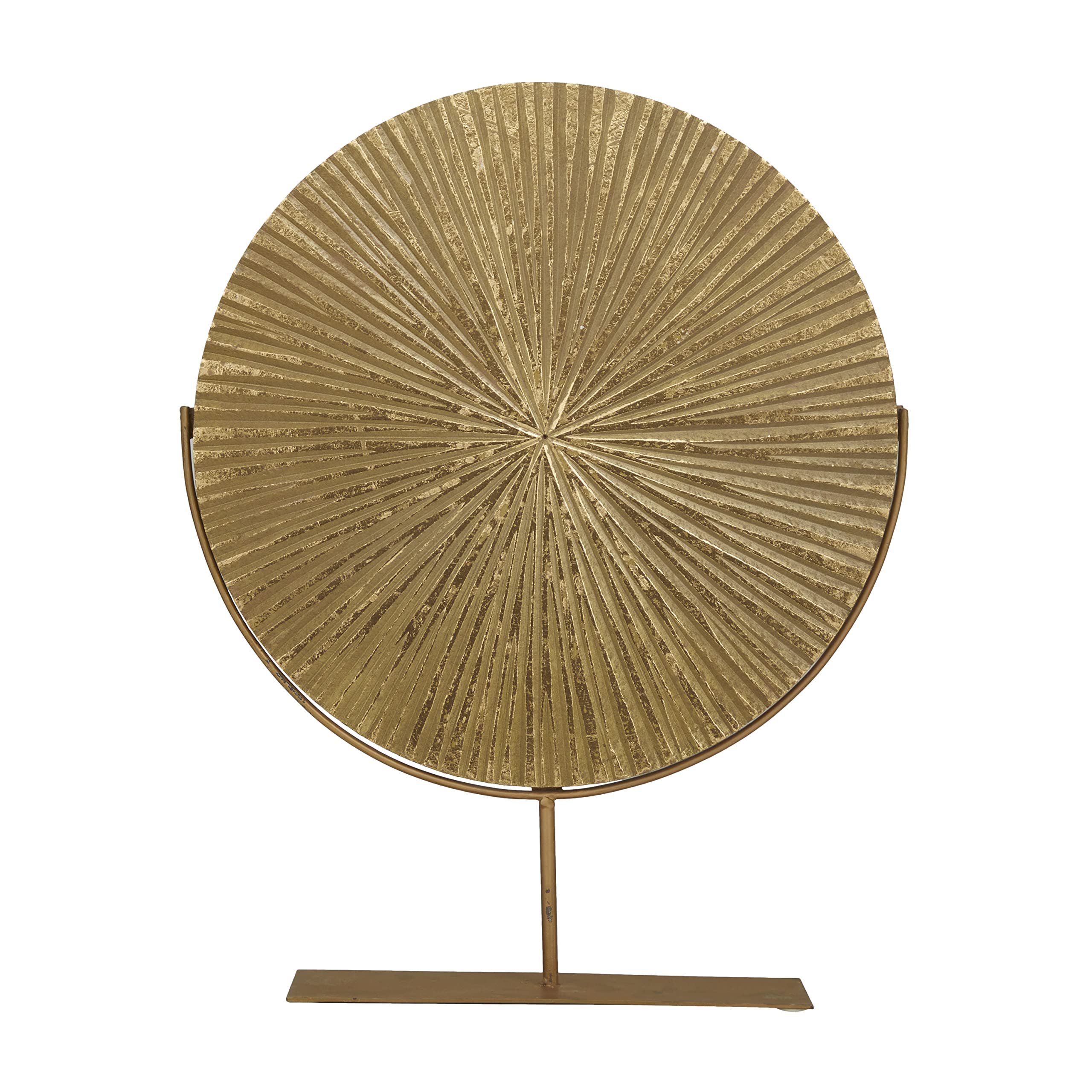 CosmoLiving by Cosmopolitan Wood Starburst Carved Sculpture with Stand, 18" x 4" x 23", Gold