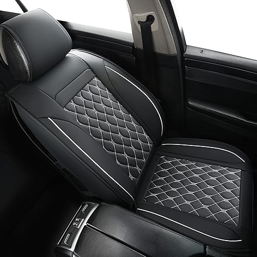 Miniatura 5 de Car Seat Covers Front Pair,Universal Fit for Most Cars,SUV,Sedans and Pick-up Trucks,Automotive Faux Leather Vehicle Cushion Covers(Front Blackwhite