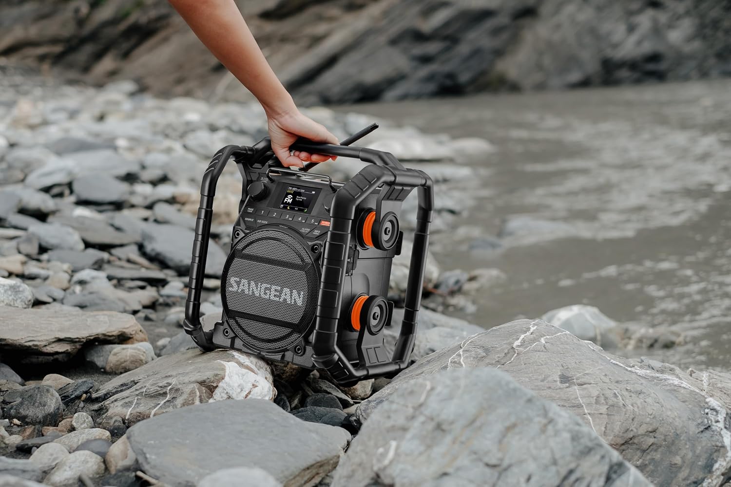 Sangean U7HD Jobsite Radio with Bluetooth, HD Radio, AM/FM, AUX, TWS, Dustproof and Waterproof Design, and Smart Battery Charger