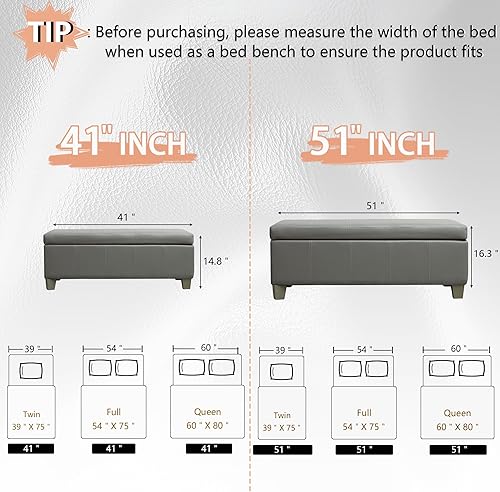 Miniatura 20 de Otomana de piel sintética negra con almacenamiento, banco rectangular extra largo de almacenamiento para dormitorio y sala de estar Negro
