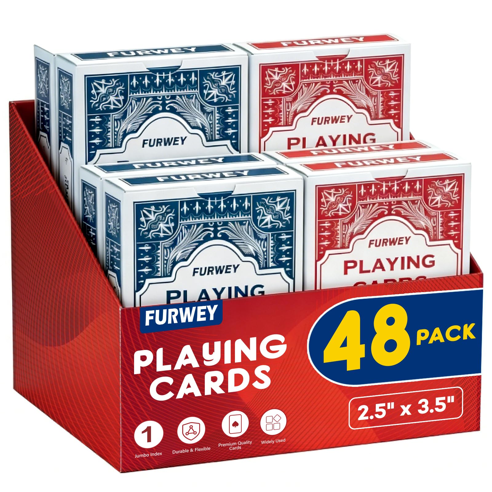 Amazon.com: FURWEY 48 Packs Playing Cards, Poker Size Standard