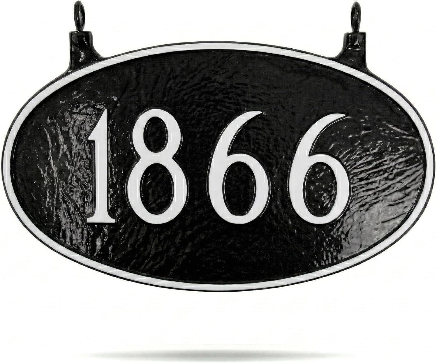 Montague Metal Products Two Sided Cast Metal Address Plaque, Double Sided Hanging Classic Oval Address Sign, Standard, Black/White