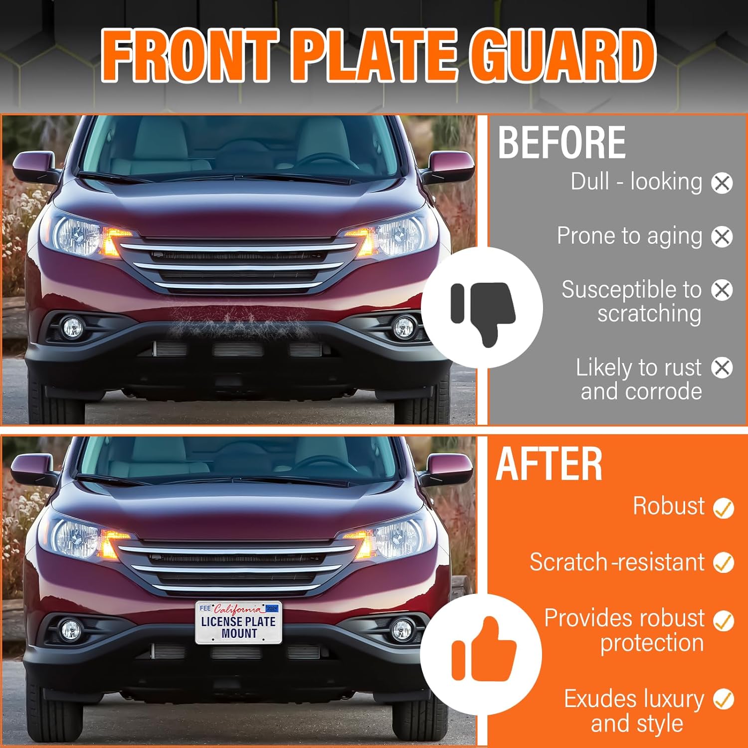 ABS Front License Plate Holder Compatible with 2012-2014 Honda CR-V, Anti-Vibration License Plate Mounting Bracket, Rust-Proof Replacement Frames with Screws, Quick Installation