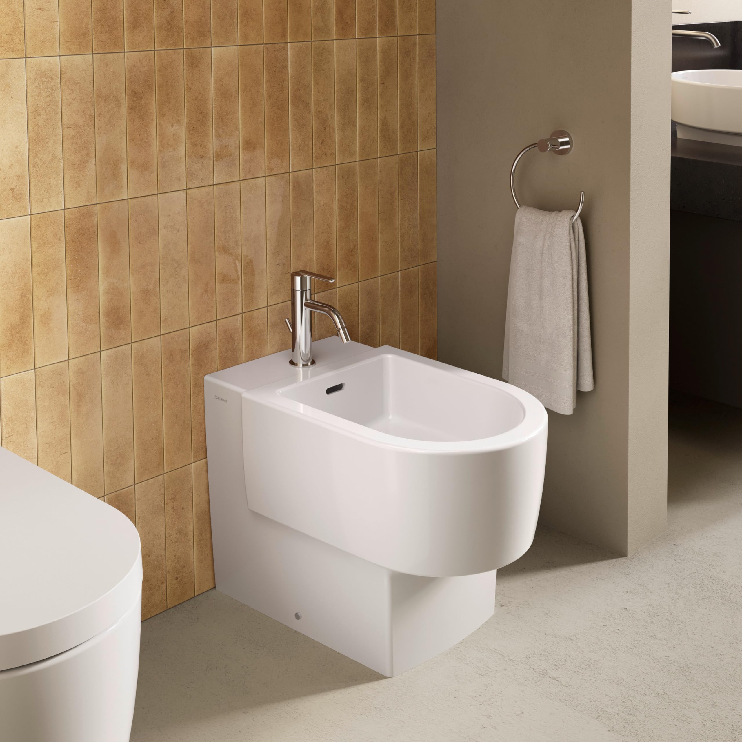 Duravit Balcoon jednouchwytowa bateria bidetowa (wysokość wylewki 119 mm), mikser bidetowy z zestawem odpływowym z drążkiem pociągowym, chrom