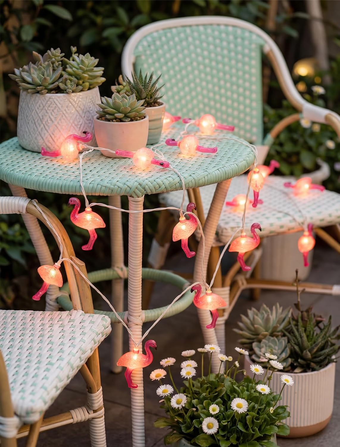 Flamingo String Lights, 12FT 20 LED Summer String Lights with UL Certified Plug, Waterproof Tropical Party Decorations for Patio, Warm White Hawaiian String Light for Garden Backyard Bedroom Decor