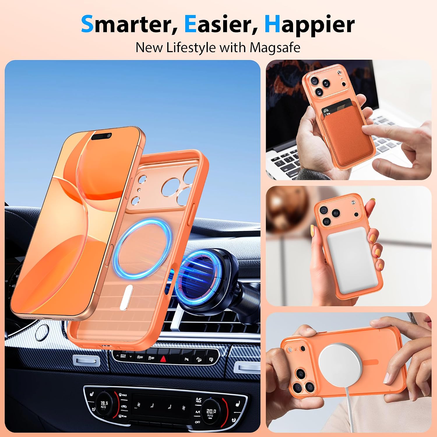 Magnetic for iPhone 17 Pro Max Case, [Compatible with Magsafe] [Full Covered Camera Protection] Slim Translucent Matte Shockproof Protective Phone Case for iPhone17 Pro Max, Cosmic Orange image 4