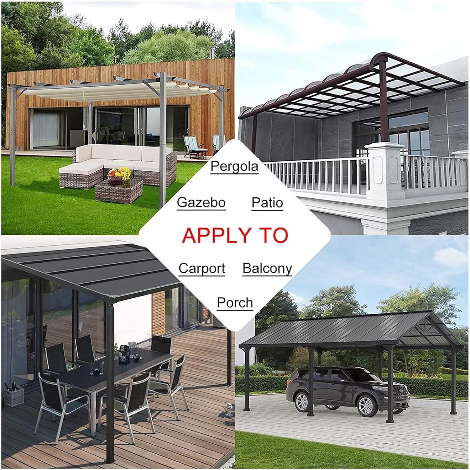 Transparent Waterproof Curtain with Rolling Door 0.5mm PVC Tarpaulin with Eyelets Side Panel for Outdoor, Pergola, Gazebo, Porch (Color : LxH, Size : 160x200cm(5.2 * 6.6ft))