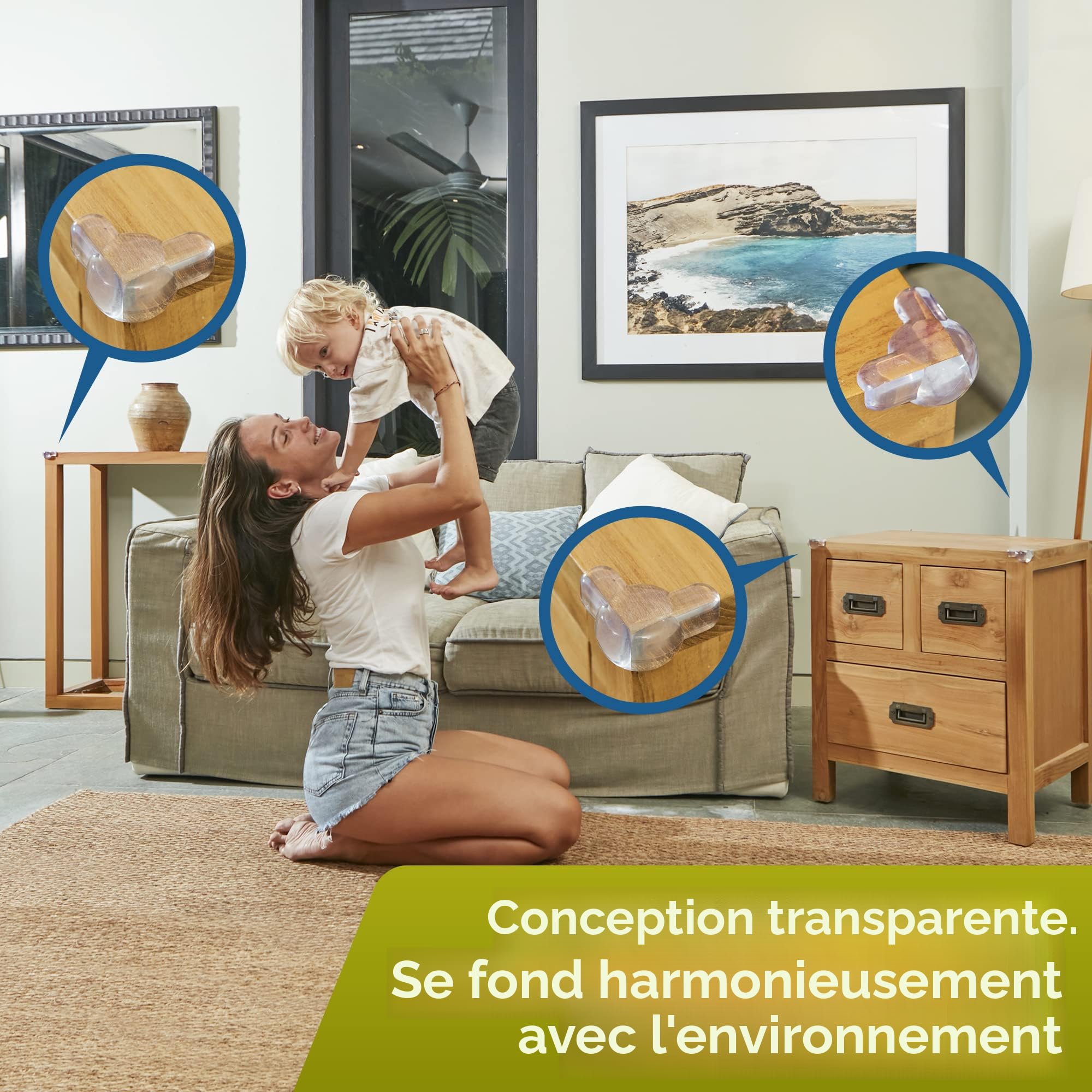 Kit Sécurité Bébé : 6 Verrous Armoires + 12 Protections Coins - Adhésif Puissant