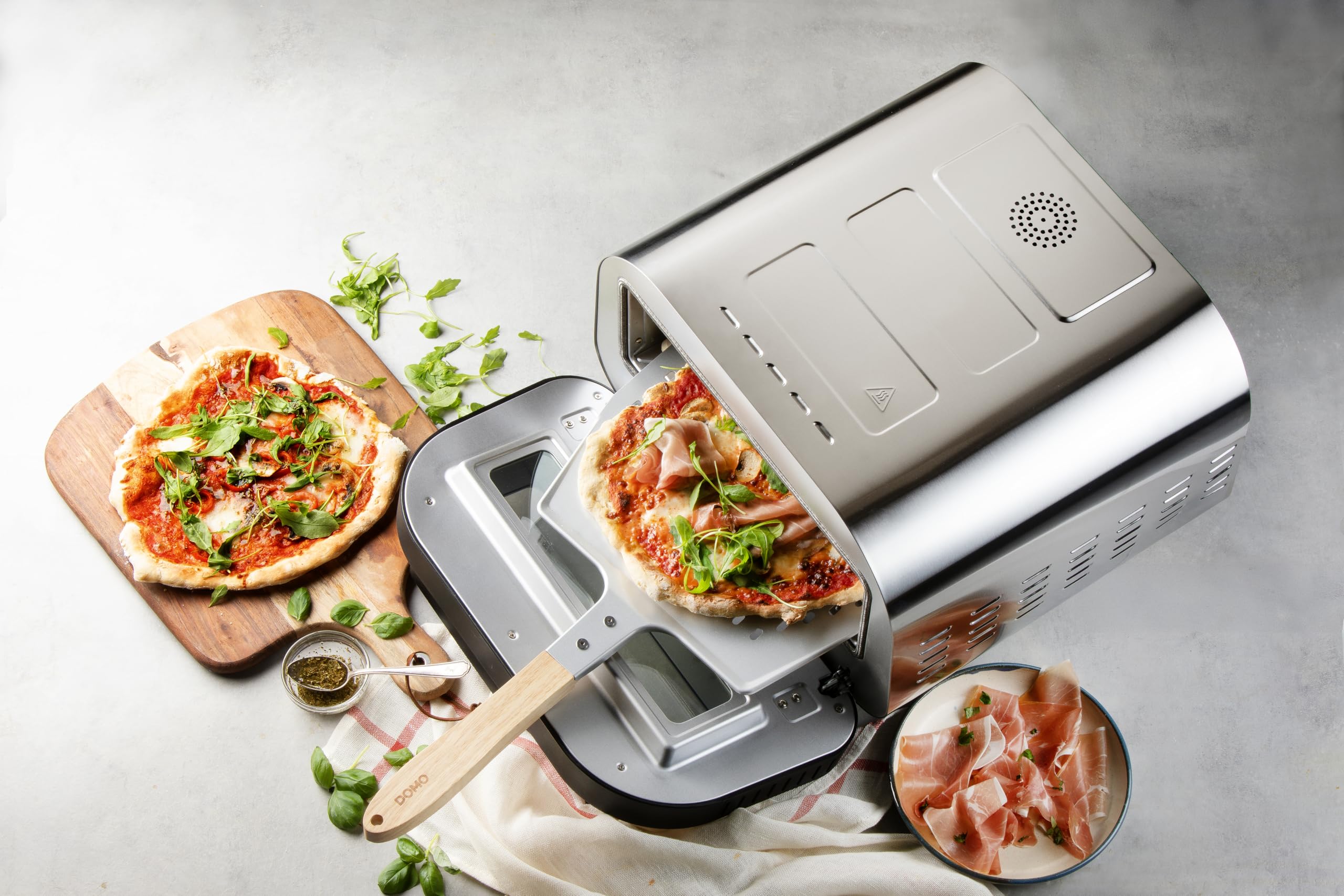 DOMO DO9289PZ Pizza Genius, elektryczny piec do pizzy, 1700 W, 6 programów, Twoja ulubiona pizza w zaledwie 2 minuty, kamień kordierytowy - temperatura 80-450°C
