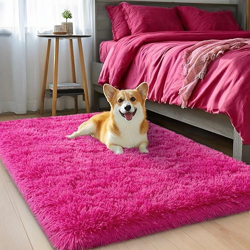 Miniatura 54 de Alfombras de área de 6 x 9 pies para sala de estar, alfombra azul grande y esponjosa para dormitorio, alfombras suaves y peludas para dormitorio de