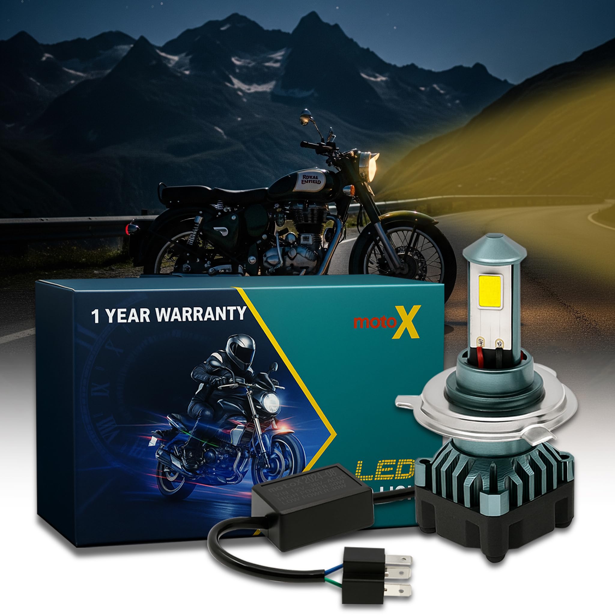 Moto X 340W LED Headlight Bulb With Cooling Fan | Ultra Bright Projector Lens | High/Low Beam | H4, H7, H8, H11 | Motorcycle Headlamp for Bullet | 1 Year Warranty-image-42