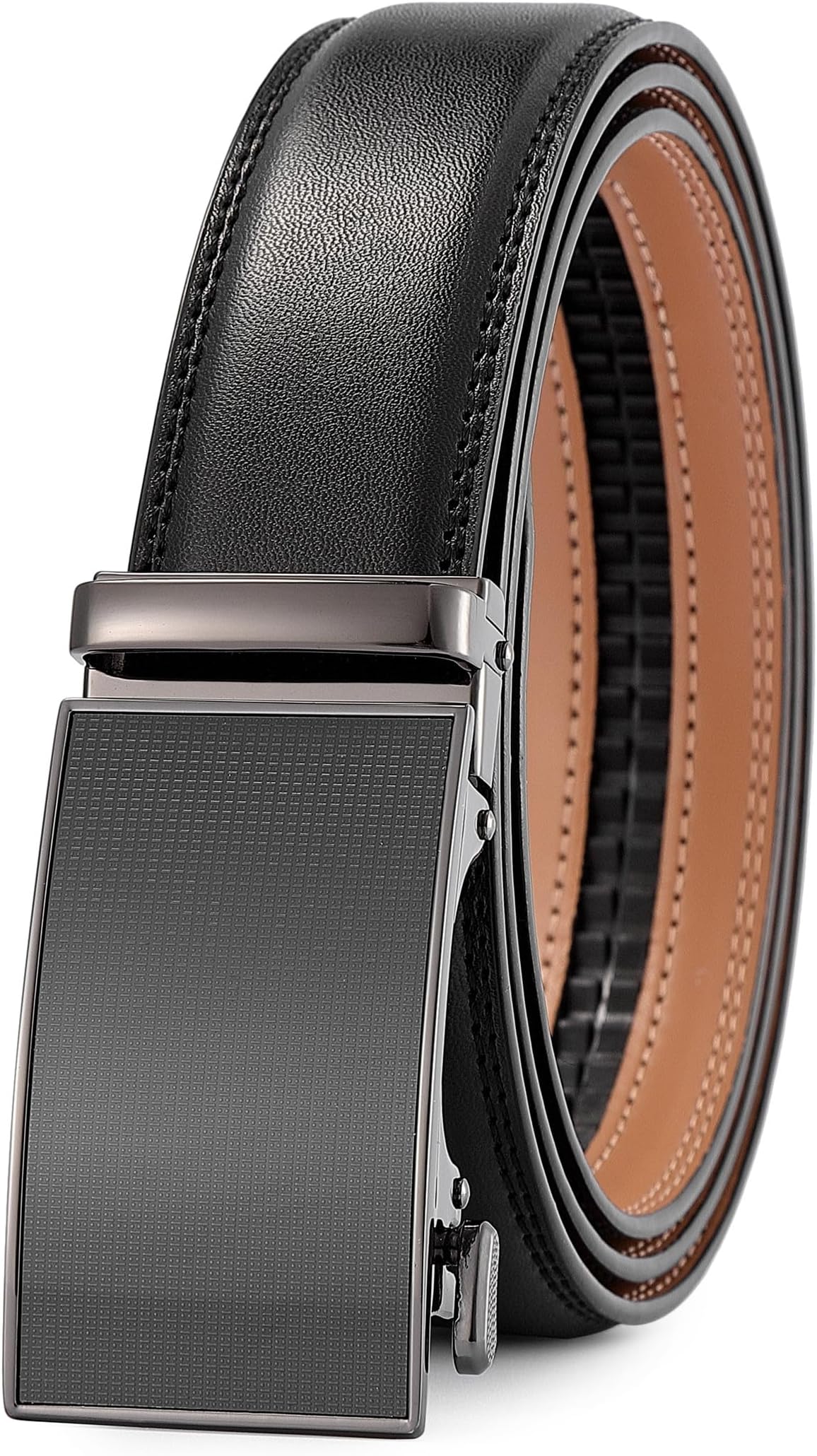 Men's Belt,Ratchet Dress Belt with Automatic Buckle Brown/Black-Trim to Fit-35mm wide