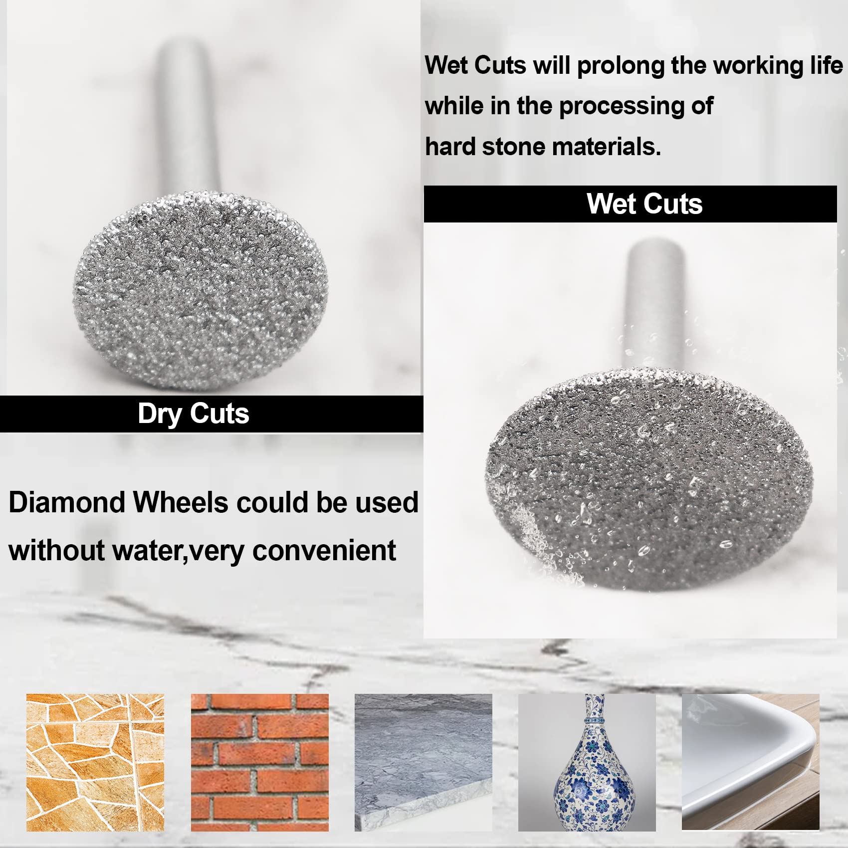 DIATOOL Vacuum Brazed Diamond Discs with 6mm shank for