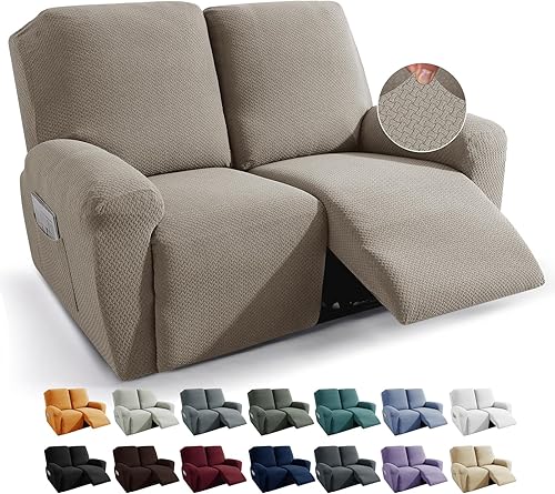 Miniatura 46 de JIVINER Fundas de sofá reclinable de 8 piezas, fundas elásticas de jacquard para sofá reclinable, fundas para sala de estar, protector suave de 3