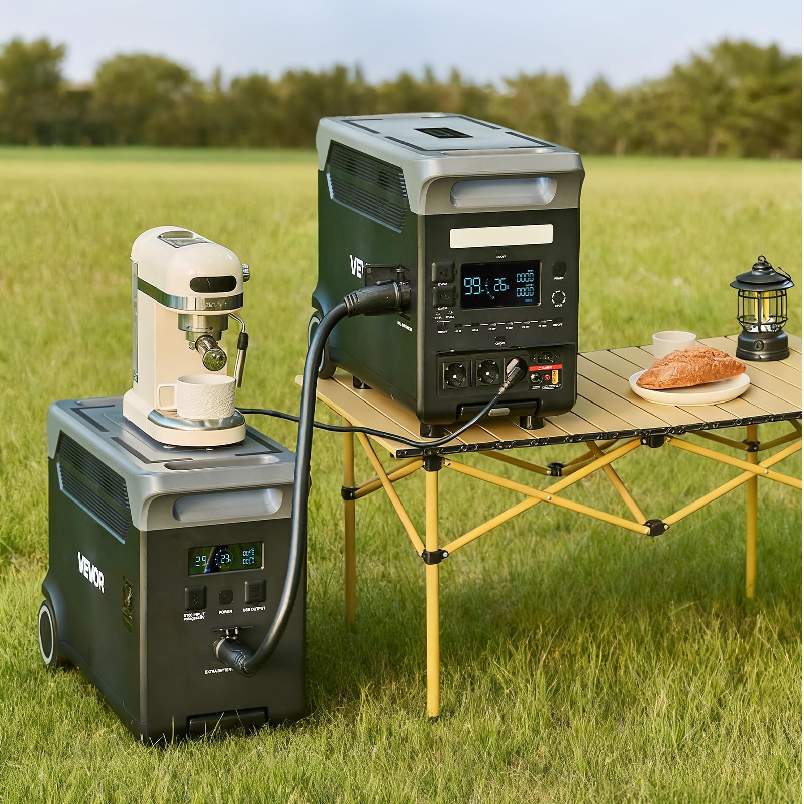 VEVOR Centrale Elettrica Portatile, Generatore Solare da 3600 W e 3840 Wh con 10 Porte di Uscita, Batteria di Backup LiFePO4 Espandibile per Camper, Campeggio, Senza Pannello Solare