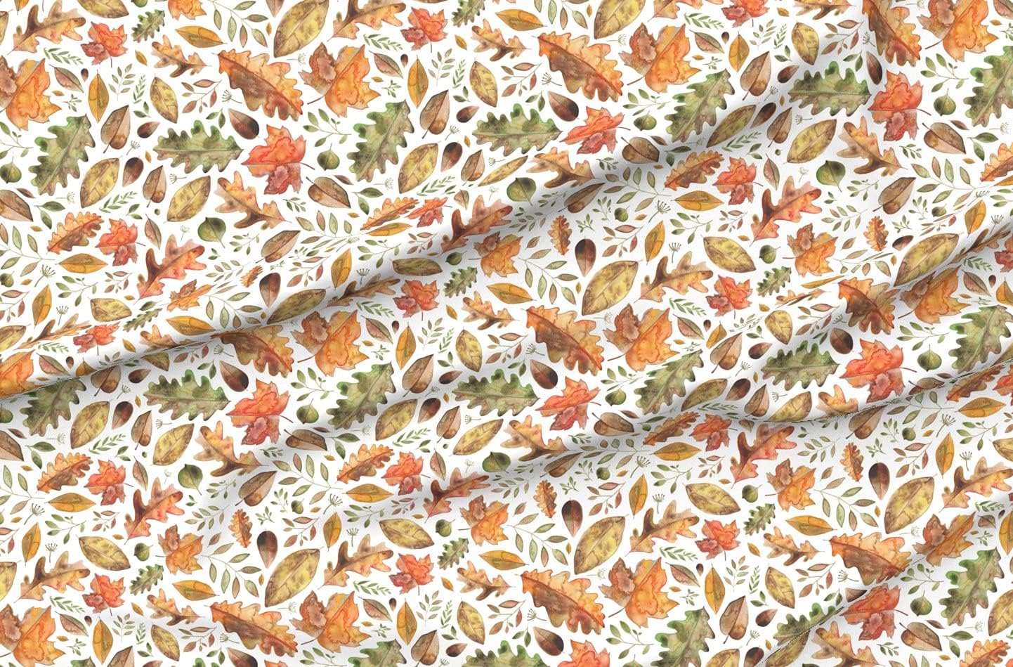 Spoonflower Fabric - Leaves Fall Autumn Halloween Floral Seasons Harvest Printed on Organic Cotton Sateen Fabric by The Yard - Sewing Quilting Apparel Home Decor