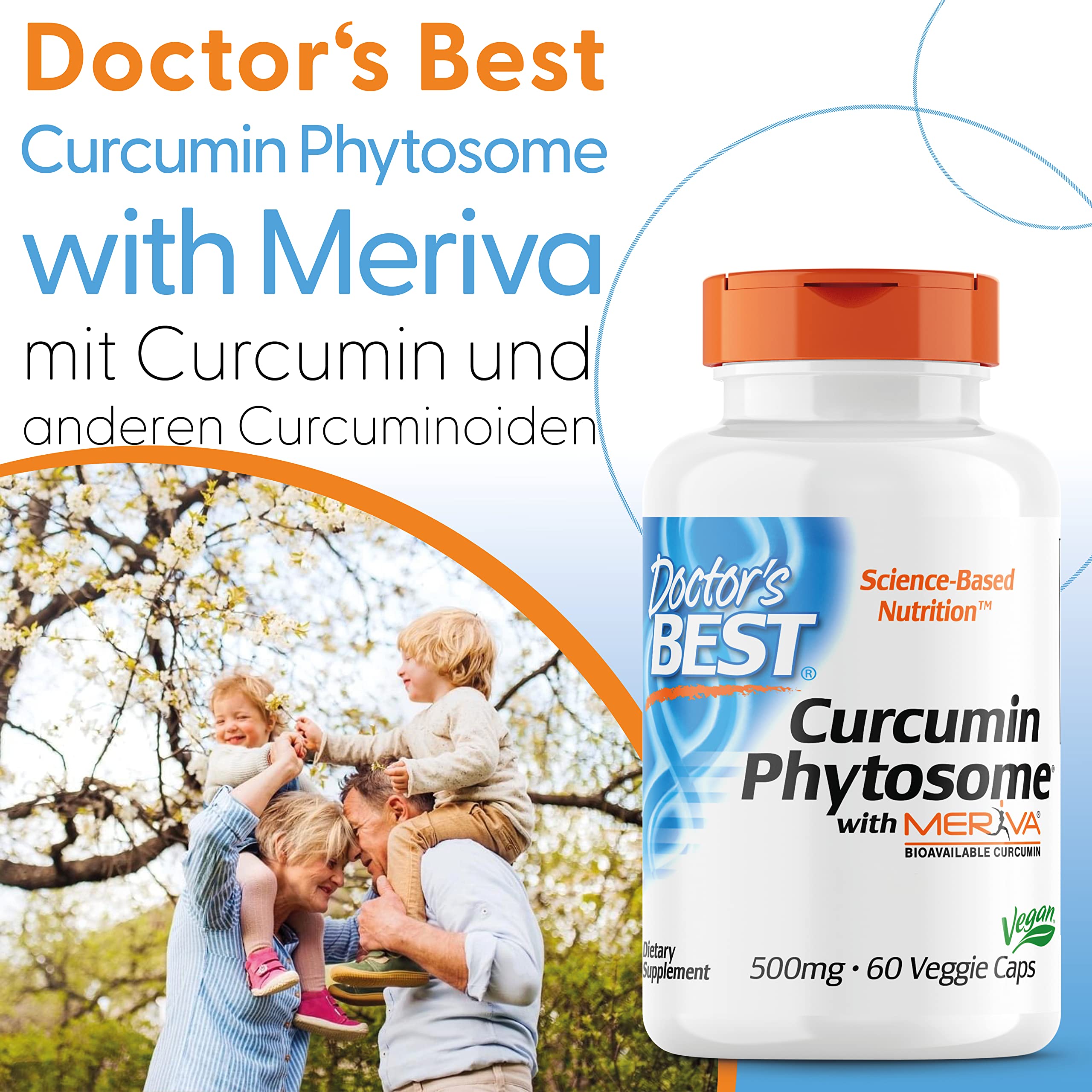 Doctor's Best, Curcumine Phytosome mit Meriva, 500mg, 60 vegane Kapseln, Laborgeprüft, Glutenfrei, Sojafrei, Vegetarisch