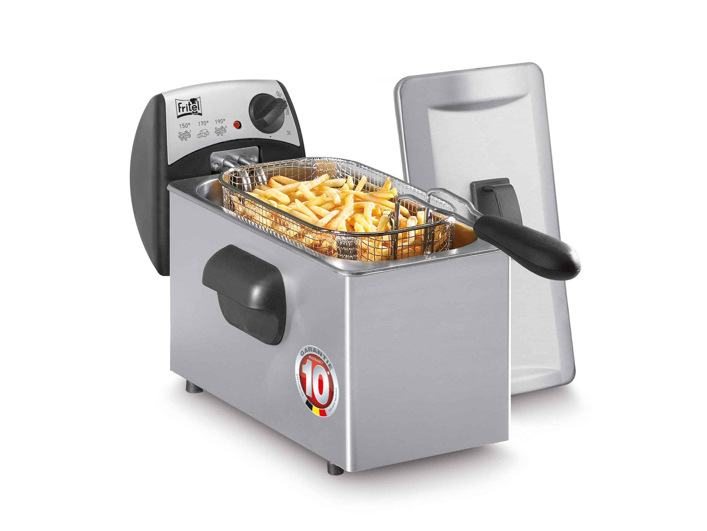 FRITEL Fritteuse FR 1355 3 l 2200 W Edelstahl Staubschutzdeckel