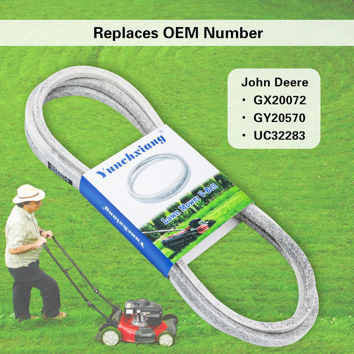 GX20072 Deck Belt Kevlar for John Deere 42 inch Deck Belt D105, D110, D130, E100, E130, L100, L110, L111, LA105, LA115, S100 Riding Mower with 42'' Deck - Aramid Cord, 1/2'' x 104''