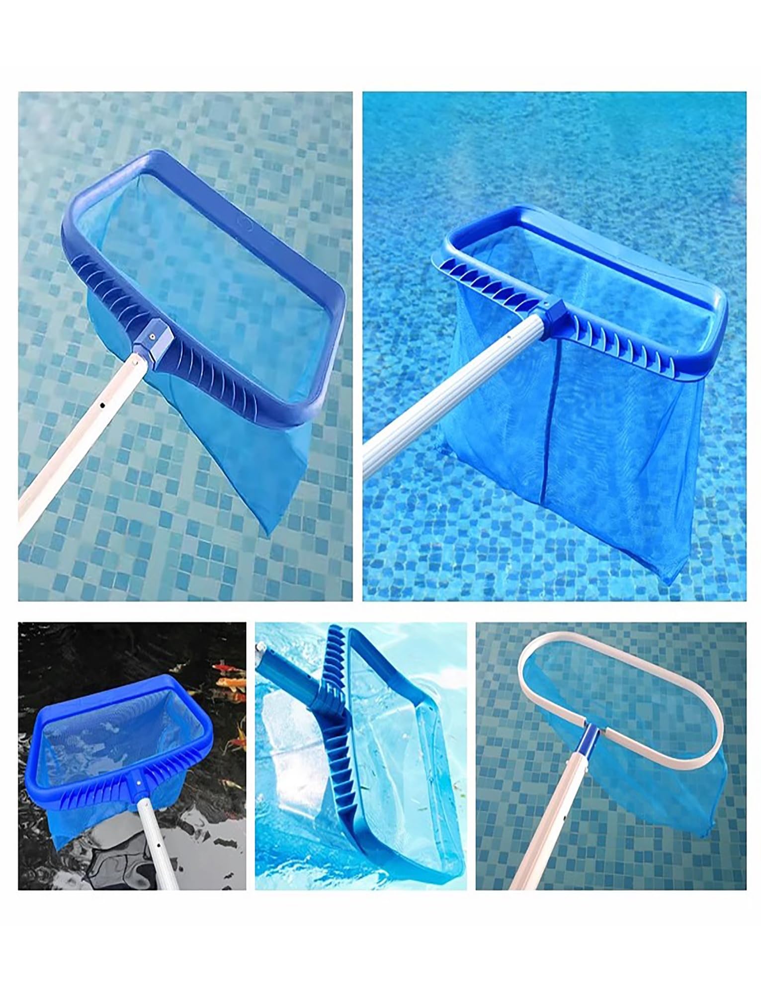 Esta Red recogehojas para Piscinas de Alta Resistencia con Mango Reforzado y Varilla telescópica para la Limpieza de Piscinas, spas y Fuentes (Estilo 2)